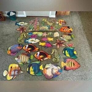 Vintage Ocean Animal Two Sides Die Cut Cardboard Cutouts Decorations Made In USA